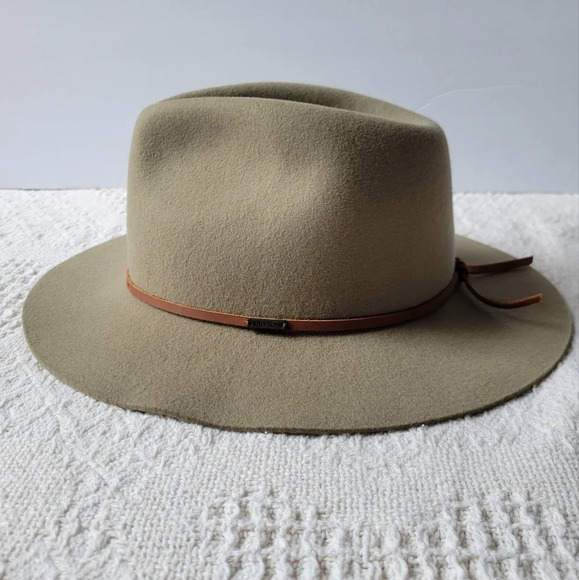 WESLEY PACKABLE UNISEX SUMMER FEDORA FLAT RIMMED HAT - LIGHT OLIVE BY BRIXTON - Picture 2 of 10